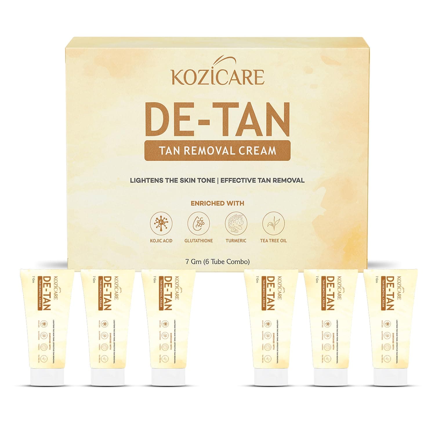 Kozicare Kojic Acid Cream | Tan Removal Cream | Whitening Cream | Detan Cream | Face Cream for Women & Men | Glutathione Cream | Day Cream for Women Daily Use - 6 Tube Pack (7 Gm Each)