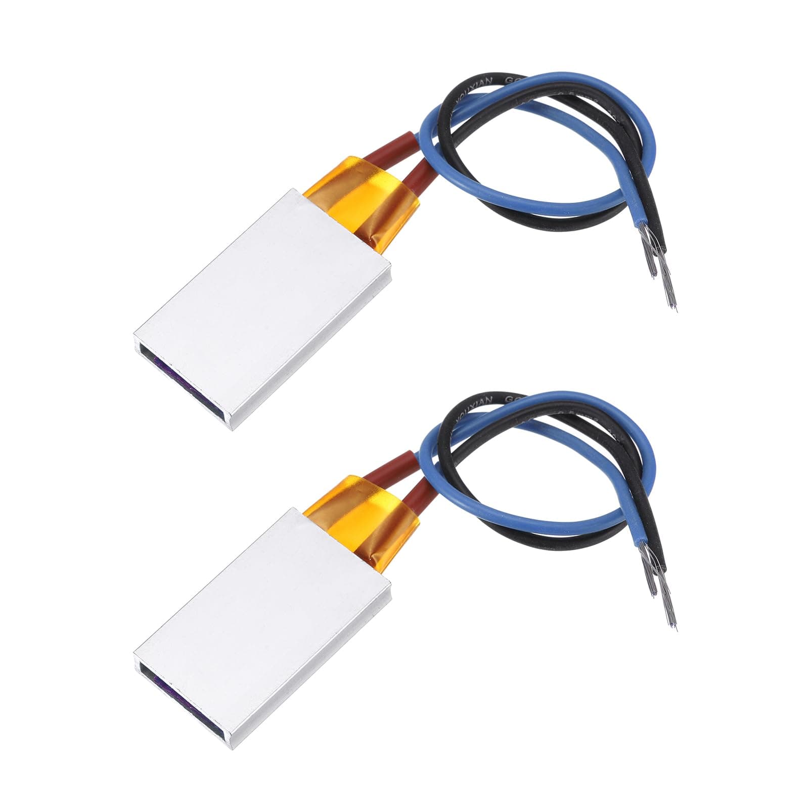 sourcing map 2 Pcs PTC Heating Element, AC DC 110V PTC Heating Plate Aluminum Shell Ceramics Polyimide Film Plate Heater 7W-70W 120C Insulated Constant Temperature Ceramic Thermostatic