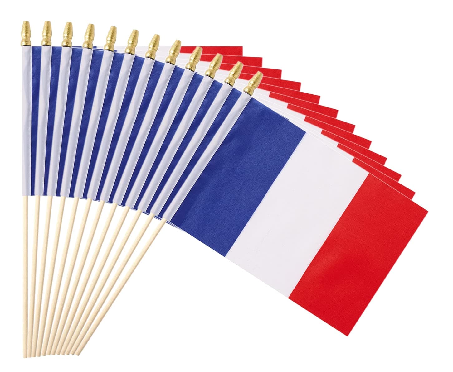 25Pack Small France Flag Handheld Mini French Flag on Stick 5x8 Inch