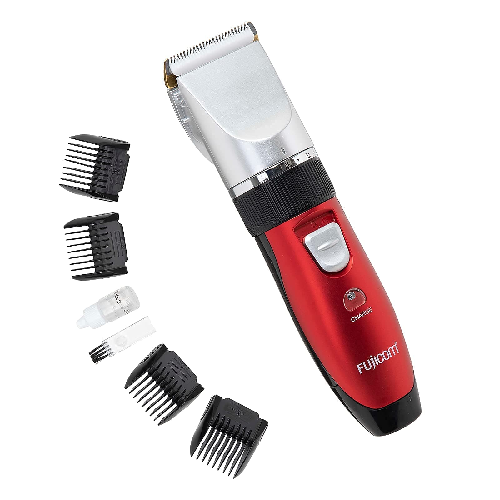 Cordless Hair Trimmer - Men’s Grooming Kit Haircut Machine for All Hair Type - Adjustable Length Ceramic Blade - Low Noise - 4 Combs for All Hair Types Rechargeable