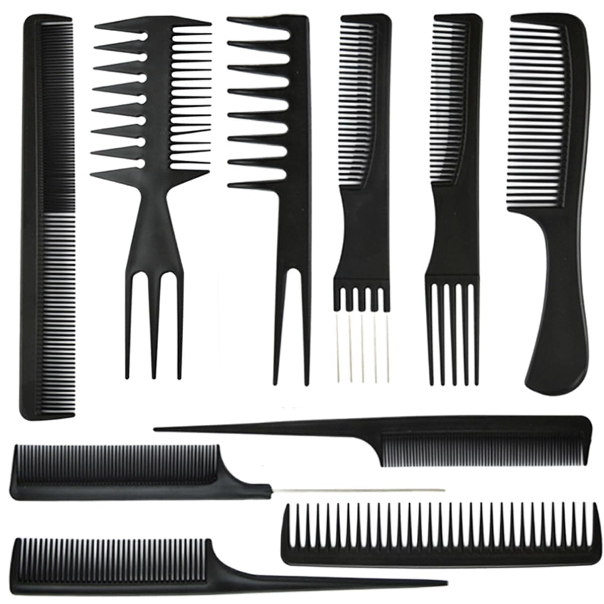 10Pcs Hairdressing Comb Set Hair Styling Kit Professional Barber Gift Black Colour Set Portable Set Hair Care for Men & Women