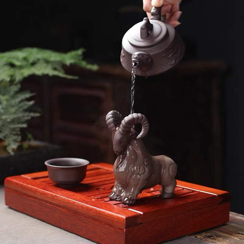 Purple Clay Goat Tea Pet Ornaments Ceramic Animal Figurine Tea Tray Accessories