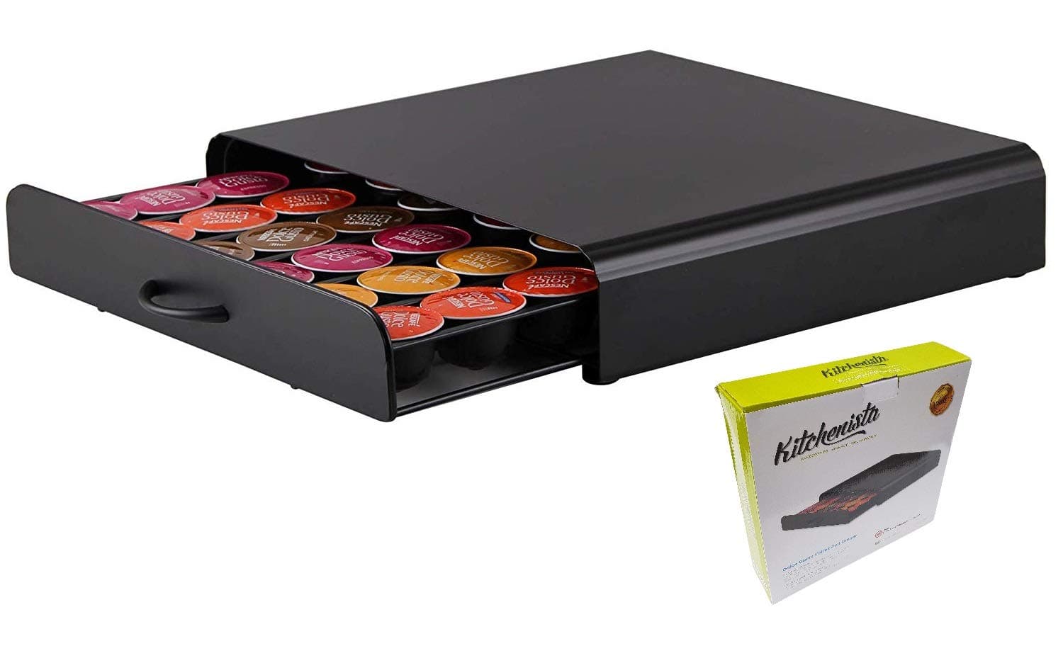 Kitchenista Dolce Gusto Coffee Pod Holder Capsule Stand - Matte Black - Tray for 36 Pods