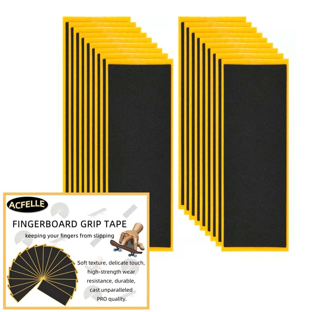 18 Sheets Fingerboard Grip Tape, Quality Foam Black Wooden Mini Skateboard Strong Adhesive Stickers 110mm x 38mm (18)