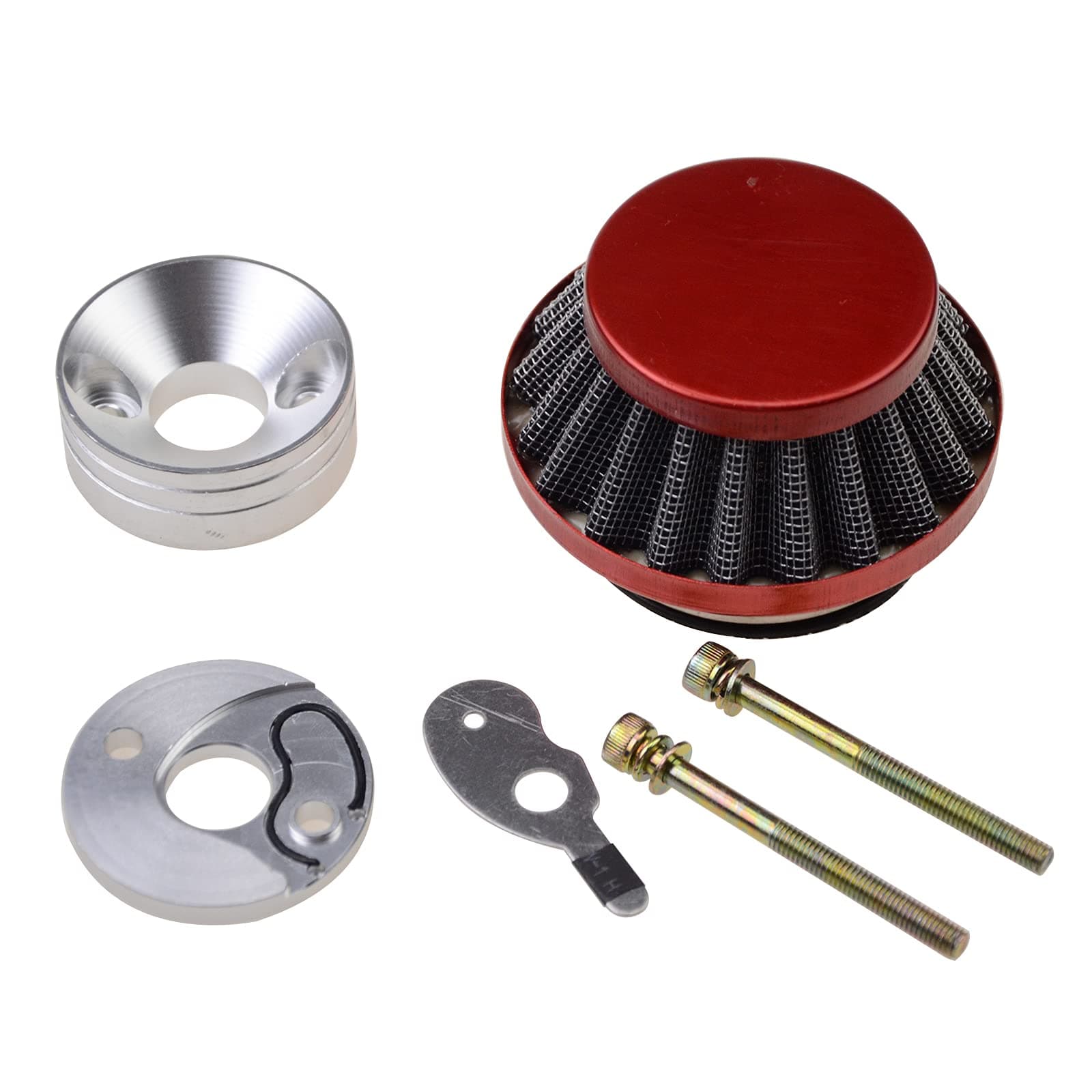 GOOFIT Red Air Filter Stack Choke Kit Replacement for 2 Stroke 23cc 33cc 43cc 47cc 49cc MOTOVOX MVS10 Dirt Mini Pocket Bike Kids ATV Go Kart Big Foot Goped Blad Gas Powered Scooter