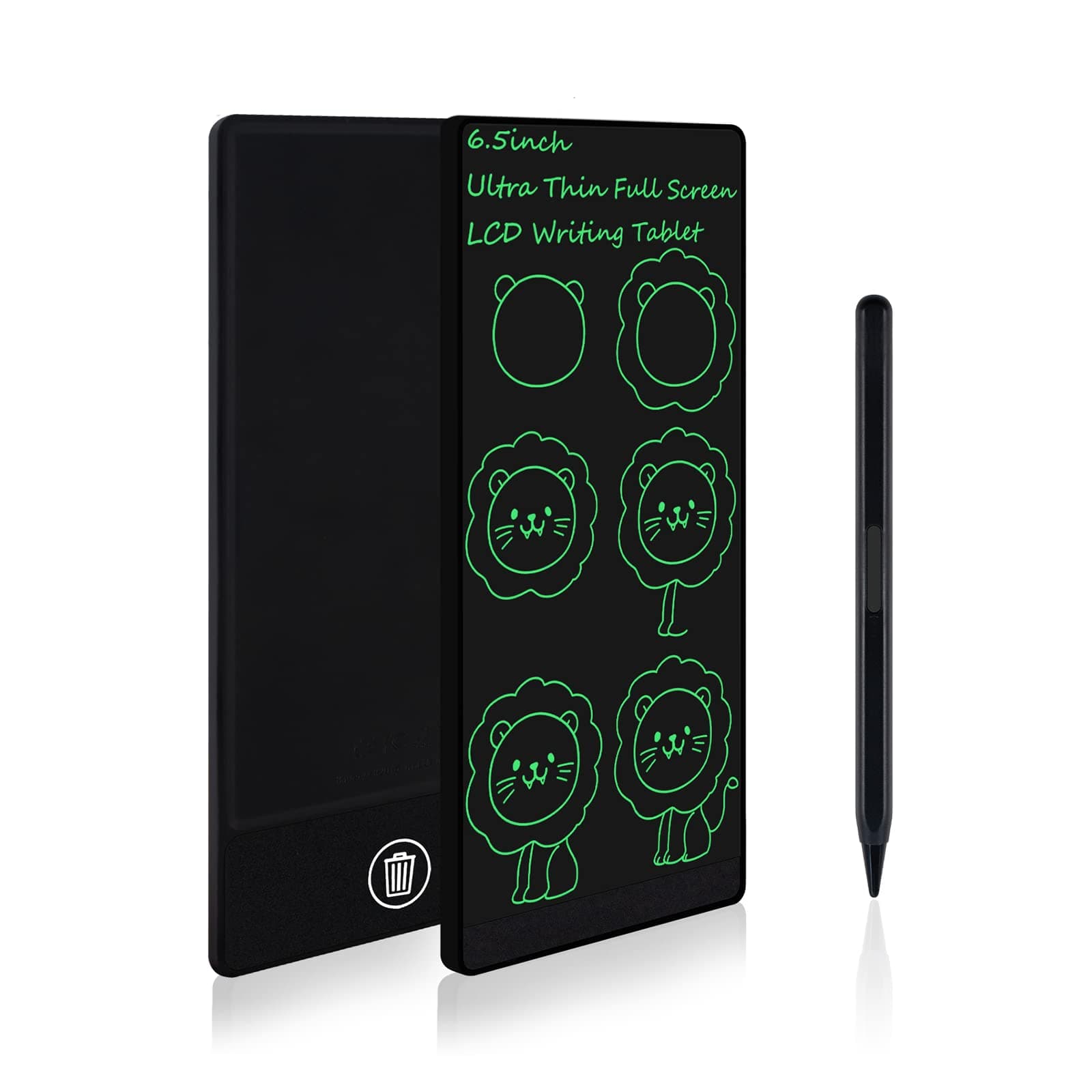 Mini LCD Writing Tablet, 6.5in Erasable Reusable Electronic Drawing Pads, Electronic scratchpad for Kids and Adults. Black