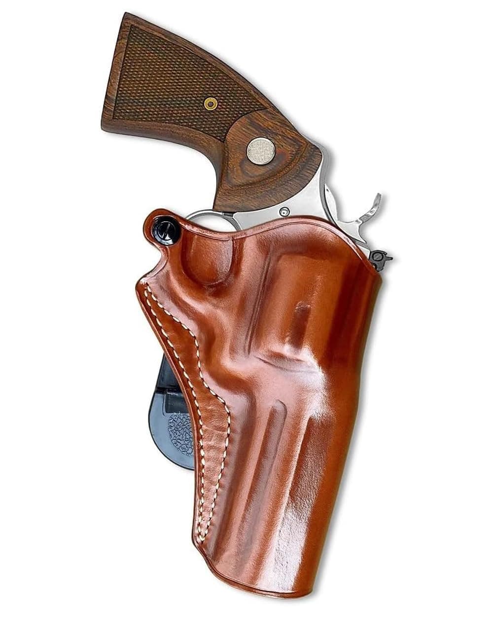 Masc Premium Leather OWB Paddle Holster Open Top Fits Python .357 Magnum 4.25" Barrel, Right-Hand Draw, Brown #1304#