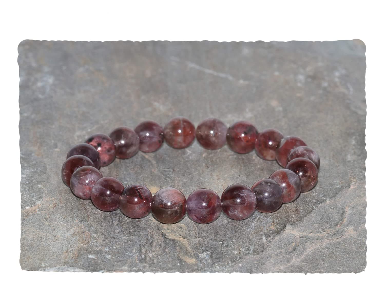 Auralite-23 Beaded Bracelet Handmade 8mm Rare Auralite Gemstone Bracelet Natural Auralite 23 Crystal Bracelet Red Purple Gift Boho Bracelet