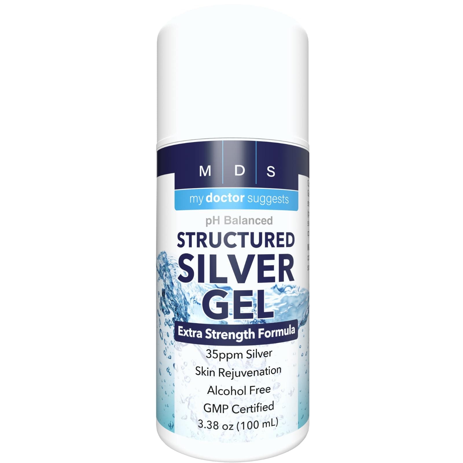Structured Colloidal Silver Gel Extra Strength - Topical Cooling - pH Balanced 35ppm Structured Silver Provides Soothing Relief of Burns & Skin Irritations