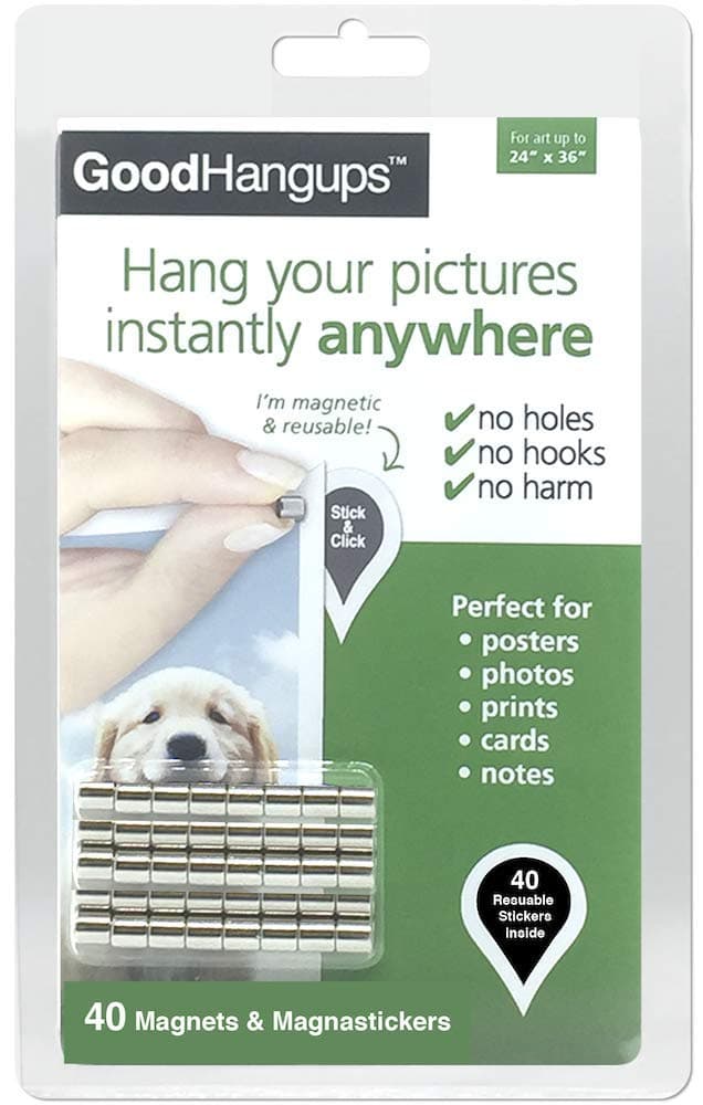 GoodHangups - Damage-Free Magnetic Poster & Picture Hangers (As Seen On Shark Tank) (40 Pack)