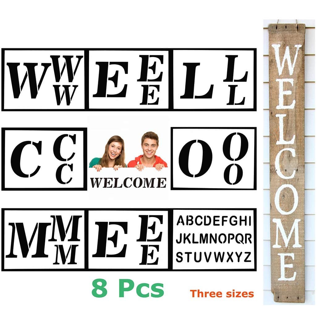Topus Welcome Stencil for Large Letters Painting Decorating Hotel Welcome Sign Stencils, Welcome Stencil for Making Welcome Sign DIY Wall Decor