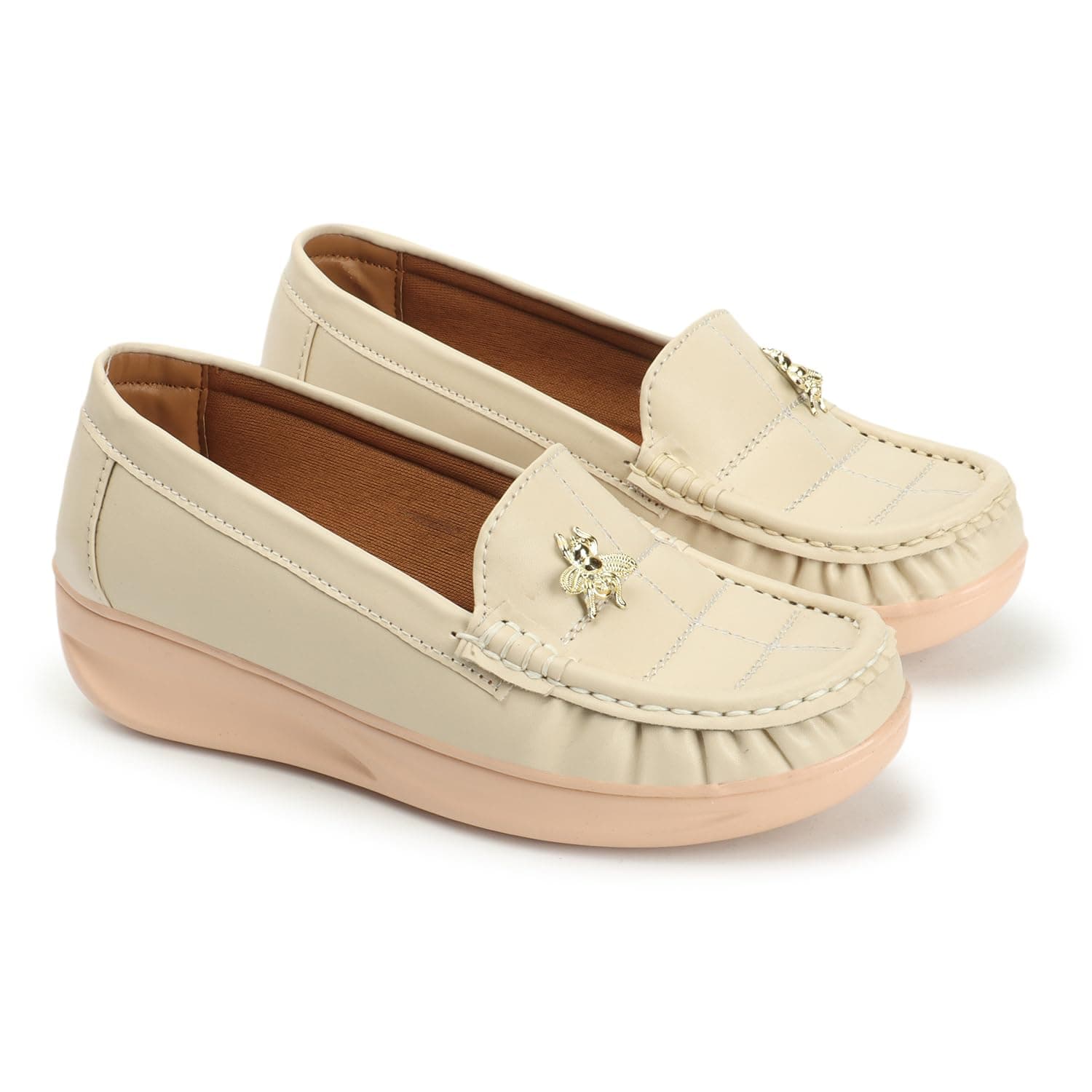 Women's Synthetic Leather Ankle Black Women Comfortable Slip On Flat Loafer Ballet; Casual and Formal Footwear