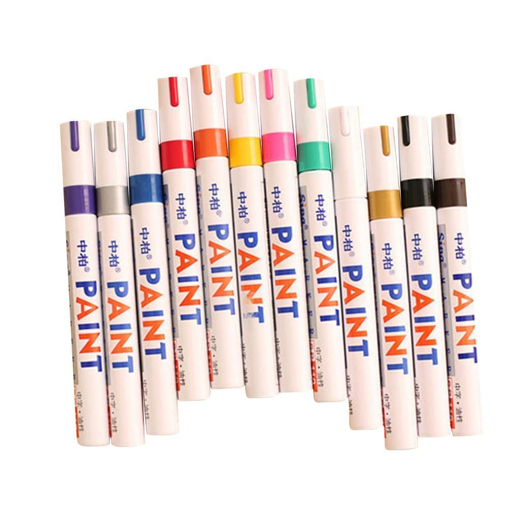 12 Colors Sets Fine Paint Oil Based Art Marker Pen Metal Glass Waterproof