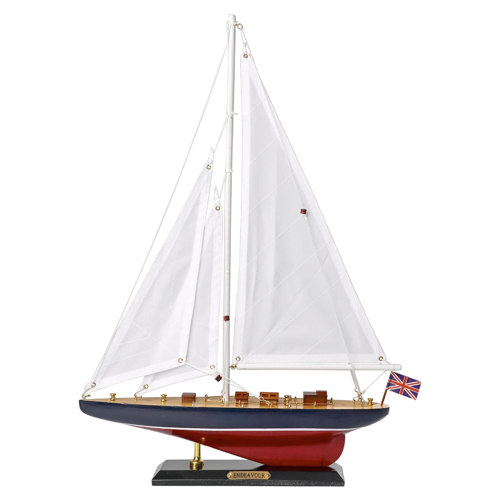 NAUTIMALL Wooden Sailboat Decor Sailing Boat Yacht Model 19" Endeavour Enterprise Scale Replica Nautical Decor Corporate Personalized Gift (Endeavour 19inch)