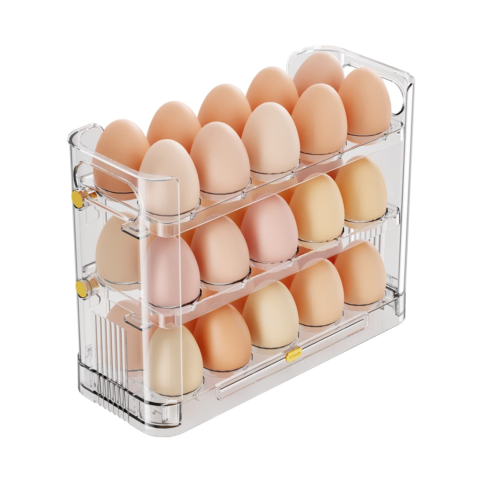 HooshionReversible Egg Holder for Refrigerator, 30 Clear Egg Holder for Fridge, Egg Holder for Countertop, Egg Storage and Egg Tray