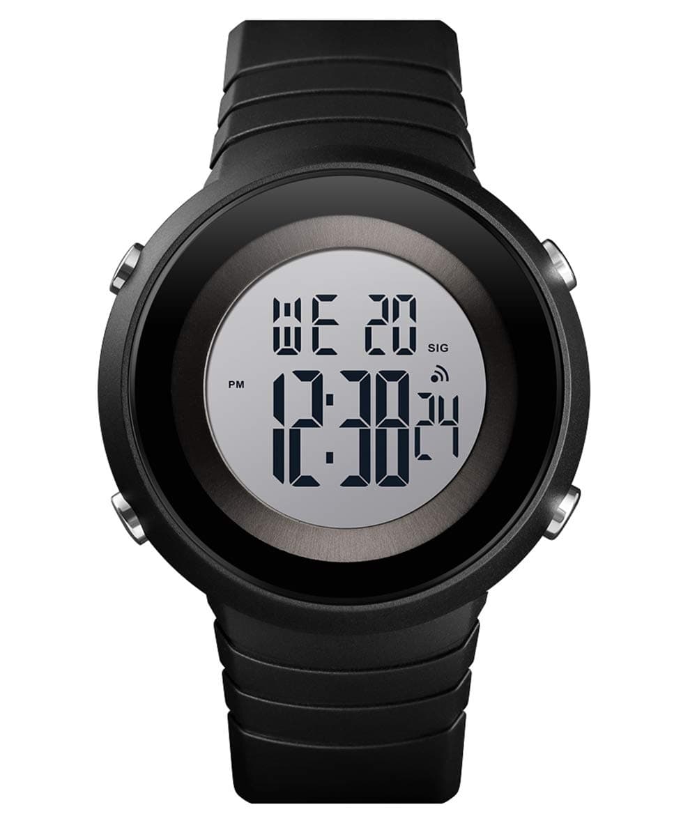 Tonnier Watch Men Outdoor Watches Digital Sport Watches Chrono Wristwatches LED Display Alarm Clock Waterproof Watches with Silicone Band