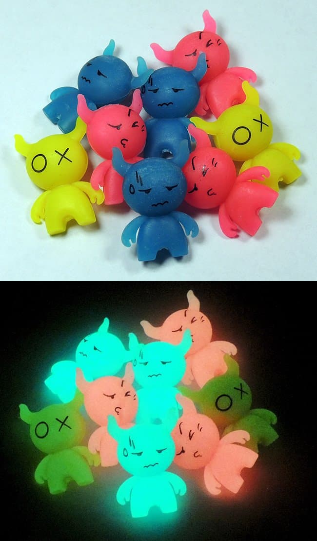 Glow-in-the-Dark School Pencil Erasers - MONSTERS - Glowing Kids Eraser Set