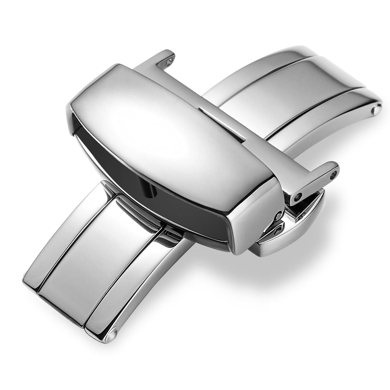 Edelstahl-Faltschliee mit Druckknopf-Silber Gold Rosgold Schwarz Uhrenverschluss-16mm 18mm 20mm 22mm