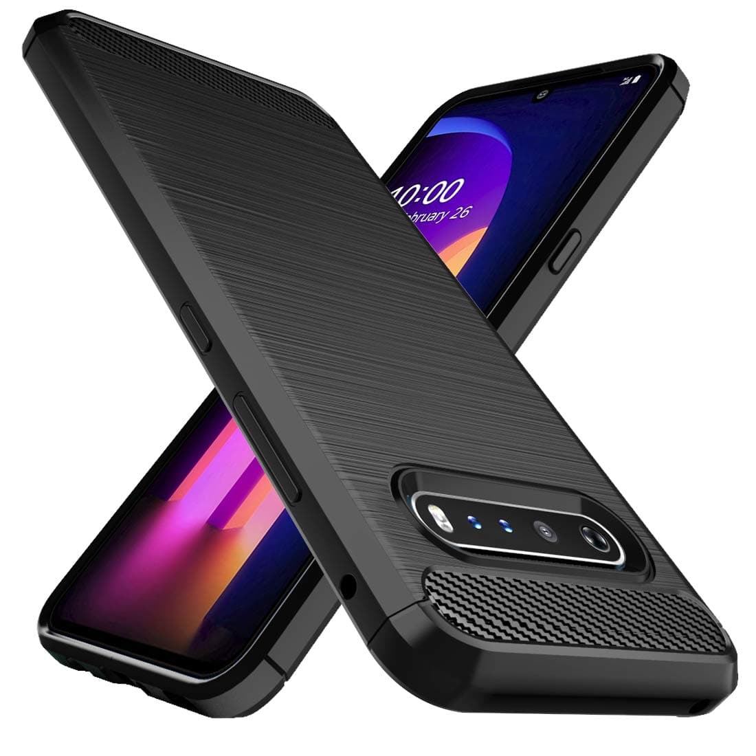 for LG V60 ThinQ Case,LG V60 Case Shock-Absorption Flexible TPU Rubber Full-Body Protective Phone Cover for LG V60 ThinQ(Black)