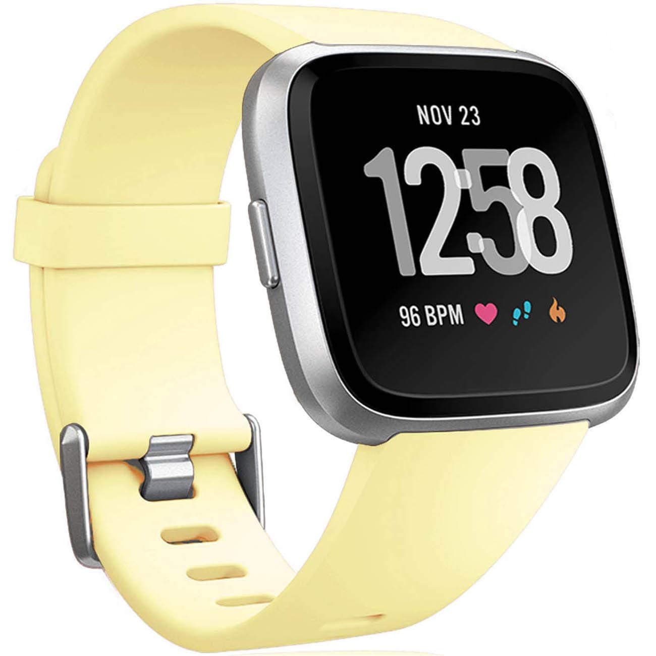 Wepro Replacement Bands Compatible with Fitbit Versa SmartWatch, Versa 2 and Versa Lite SE Sports Watch Band for Women Men, Large, Cream Yellow