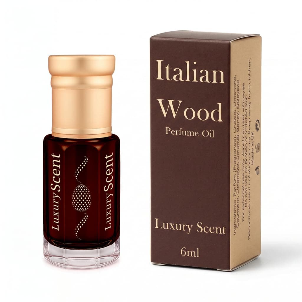 Perfume Oil Italian Wood 6ml Roll-On by Luxury Scent – Long Lasting Alcohol-Free Unisex Attar with Warm Woody Spicy Oriental Notes, Travel Size Arabian Inspired Fragrance for Men & Women