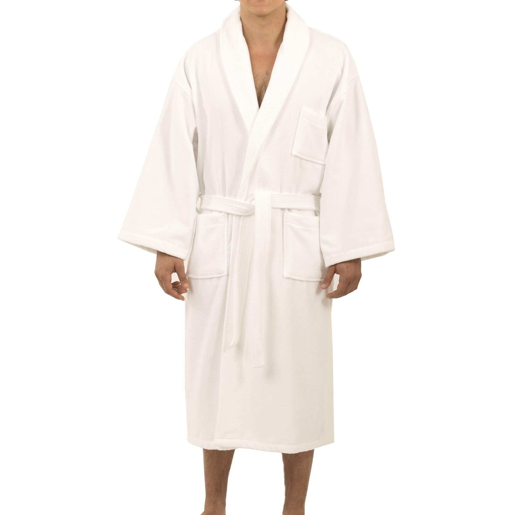 Pure Cotton Mens Terry Cloth Bathrobe Super Absorbent Spa Robe
