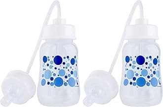 Anti-Colic Nursing System 4 oz Baby Bottle with Fast Flow/Teat 3m+ Infant with Tube Straw Feeding System for Toddler (2 Bottles - Blue)