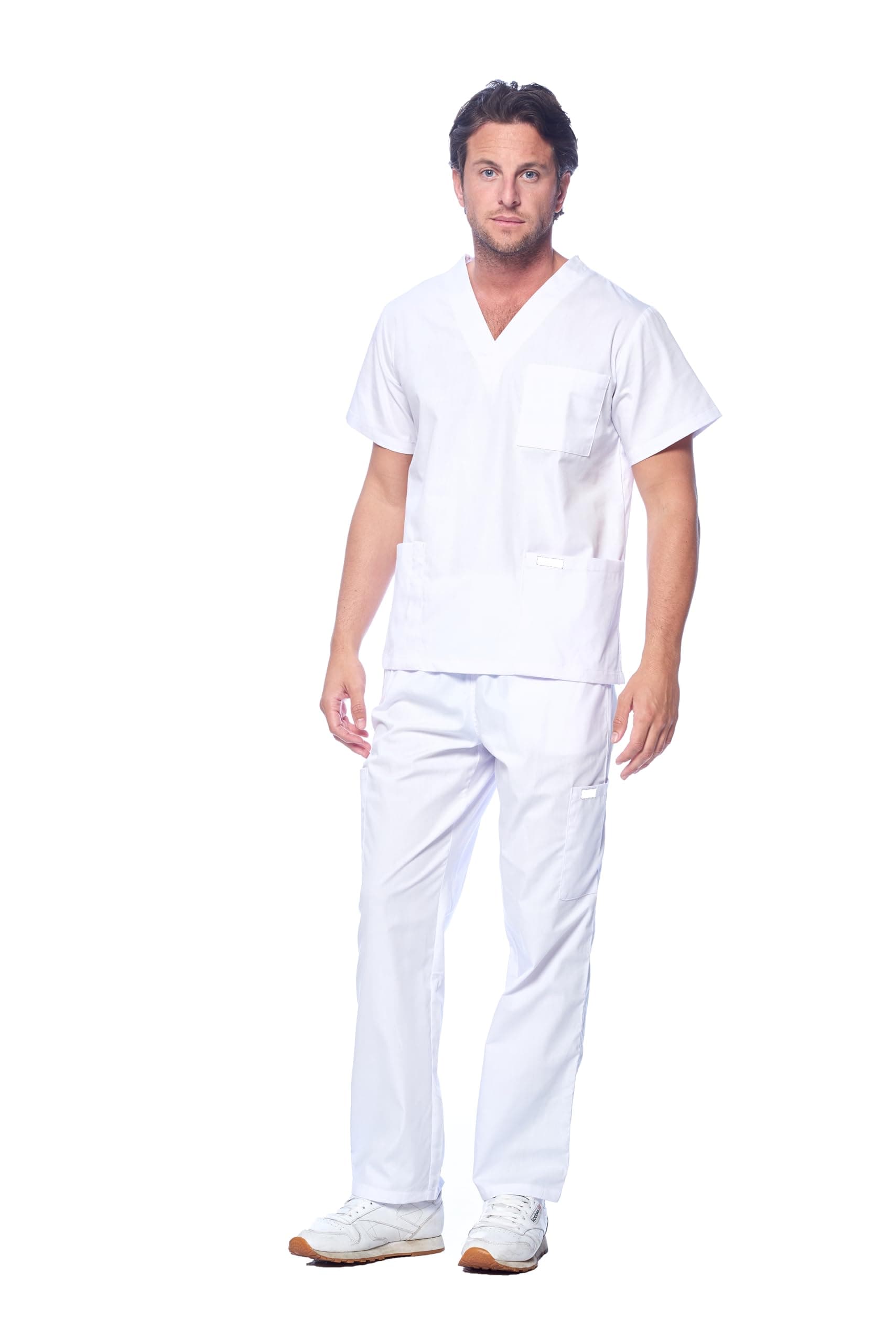 Dagacci Scrubs for Men Set - V-Neck Scrub Top and Cargo Pants - 8 Pockets Men Scrubs Set
