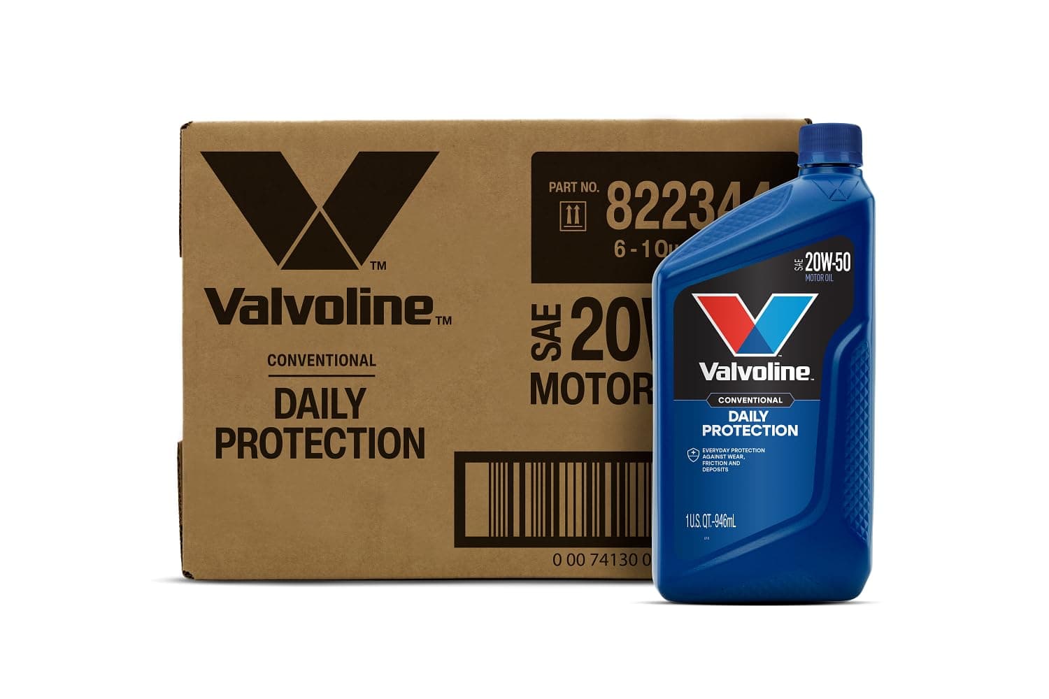 Valvoline Daily Protection 20W-50 Conventional Motor Oil, 1 QT (Pack of 6) - Packaging May Vary