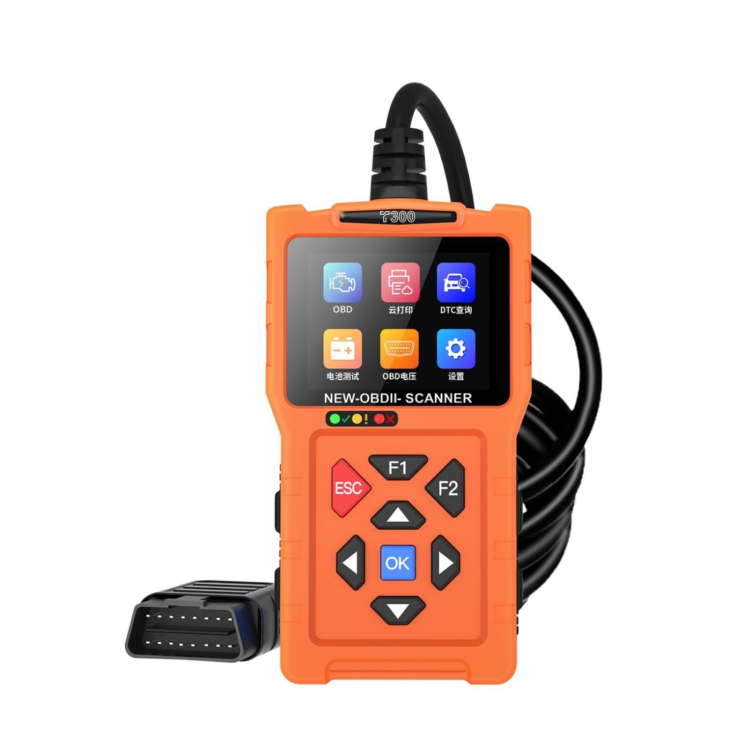 OBD2 Scanner Car Diagnostic Tool, Code Reader for All OBD II Cars & Trucks, Automotive Scanner, Check Engine Light, Scan Tool elm327reader (T300,Orange)