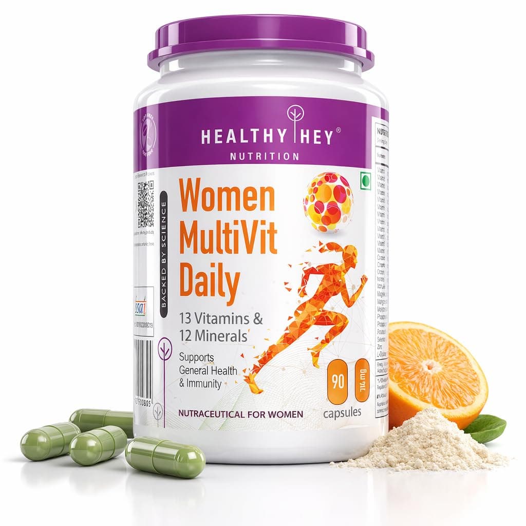 Healthyhey Nutrition MultiVitamin for Women - Multi-Vit Daily - 13 Vitamins & 10 Minerals - Vegan - 90 Capsules (90)