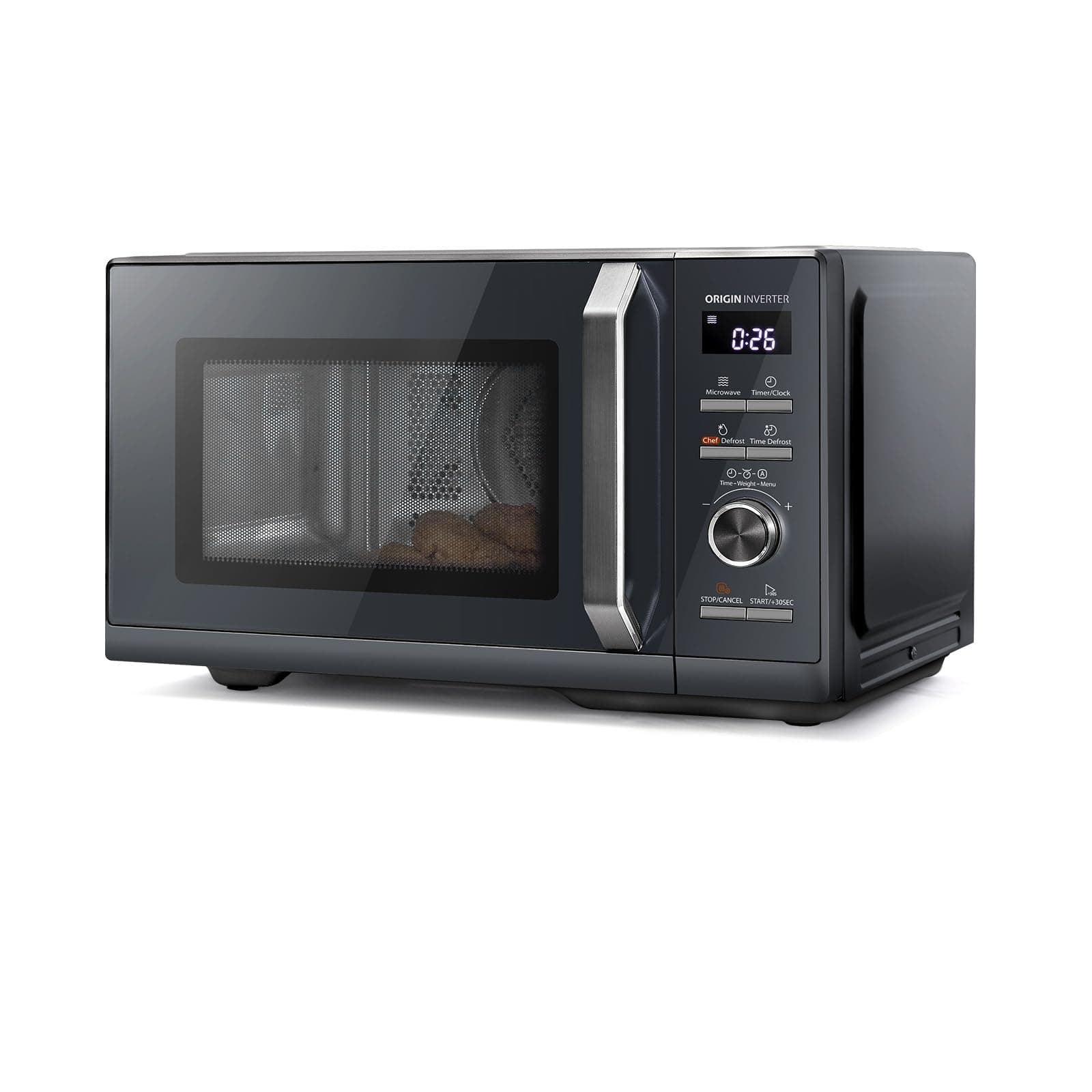 25L Solo 900W Microwave Oven in a Stunning Sleek Morandi Grey Colour. With Origin Inverter, Chef Defrost, 10 Power Levels, 7 Auto Menus, Easy Clean, MW3-AM25PFI(MG)