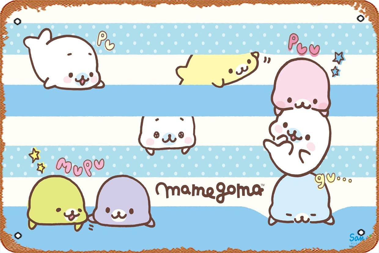 Rilakkuma Mamegoma Wallpaper Retro Metal Sign for Garden Club Outdoor Indoor Home Wall Decorative 8x12 inch