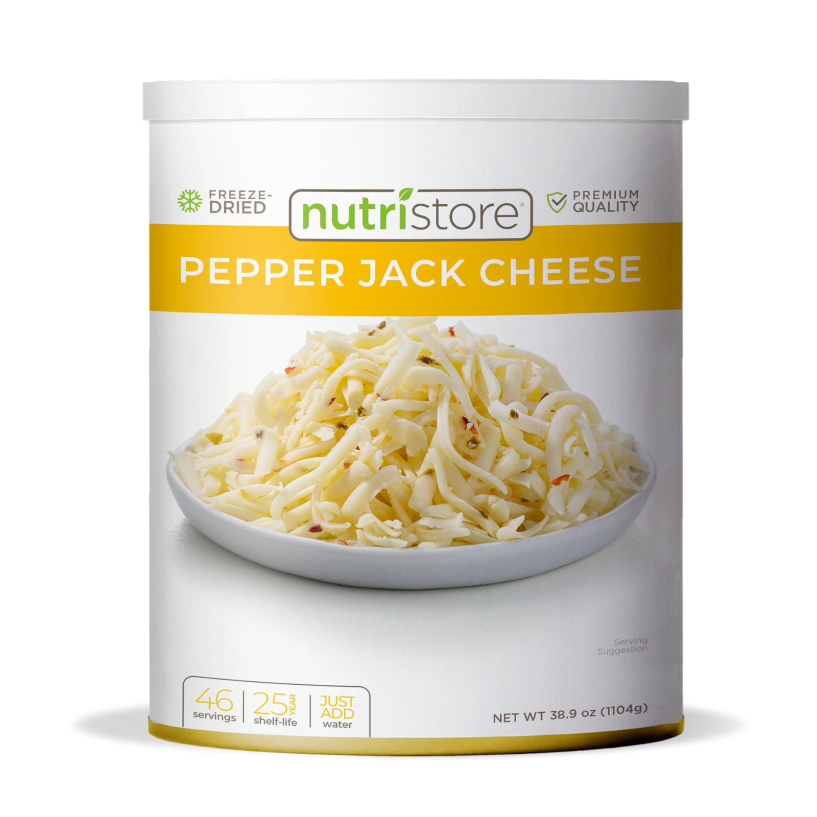 NutristoreFreeze-Dried Pepper Jack Cheese Shredded | Amazing Taste & Quality | Perfect for Snacking, & Backpacking/Camping Meals | Emergency Survival Food Storage | 25 Year Shelf-Life (1-Pack)