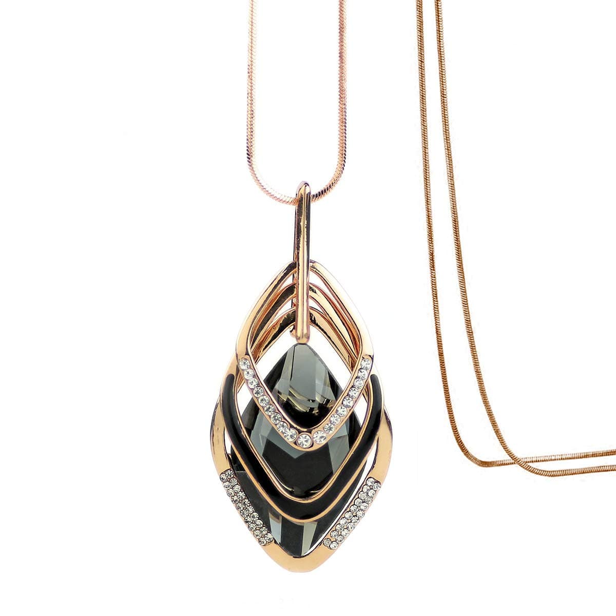 Triple Layer Pendant Necklace Long Statement Pendant Necklace Long Sweater Chain