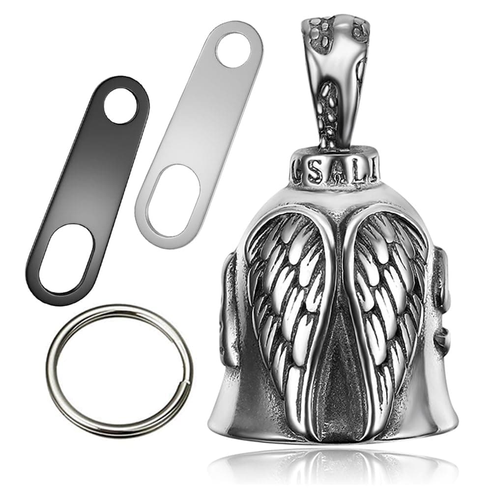Guardian Angel Motorcycle Bell Good Luck Keychain & Drive Safe Pendant Accessories for Men Women Riding Safety