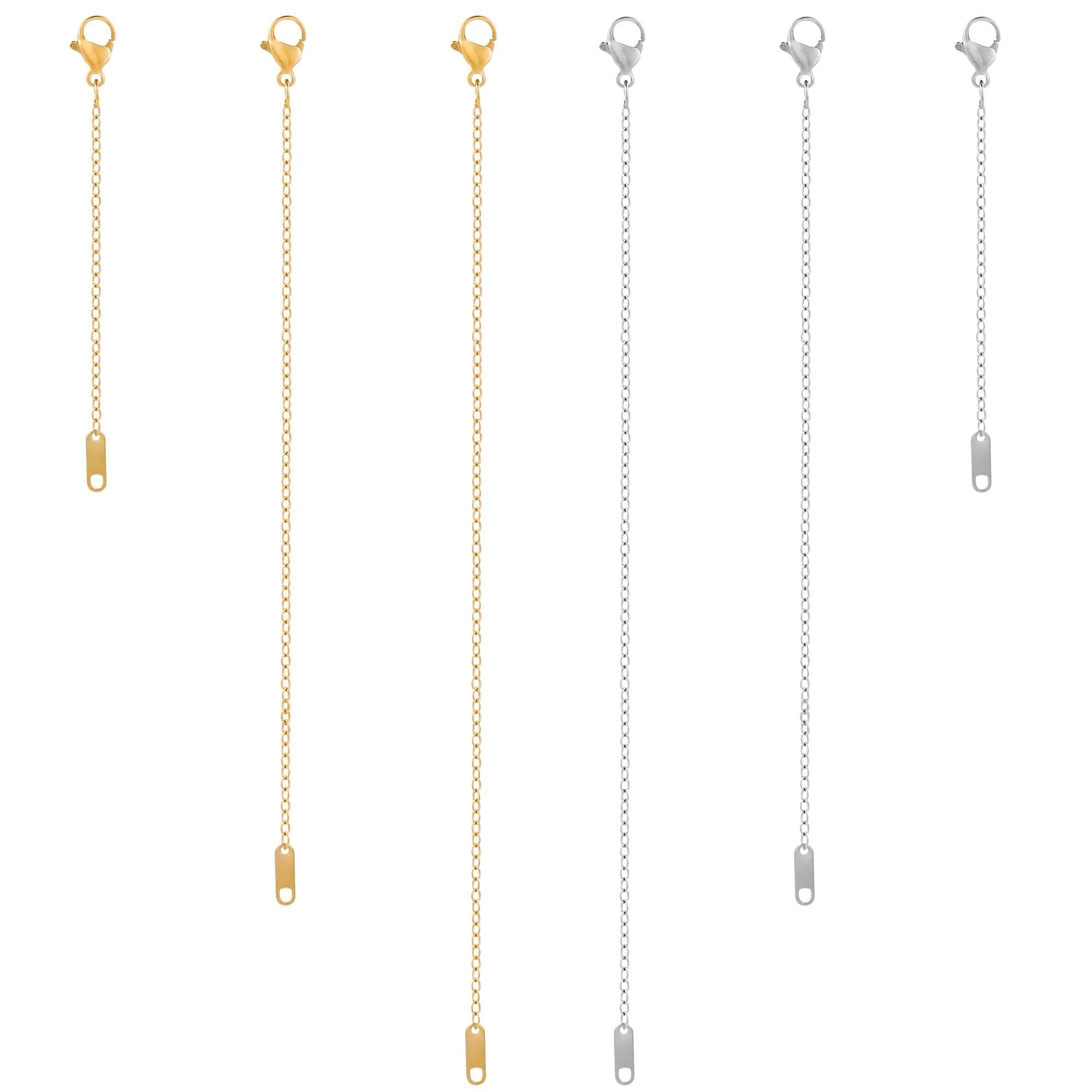 KOPOX 6 Pcs Gold and Silver Plated Necklace Extenders for Necklaces, 2", 4", 6" Delicate Necklace Extender Chain Set for Women Jewelry Making