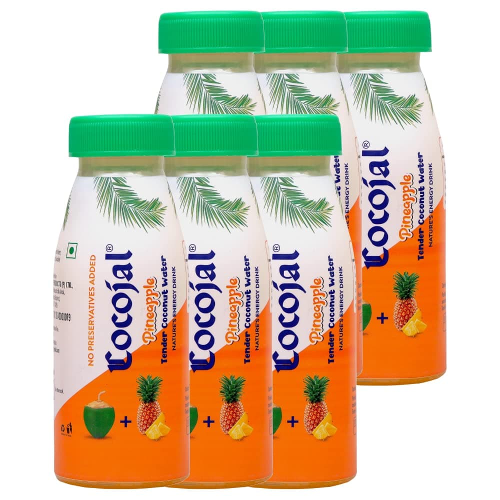 Cocojal Pineapple Tender Coconut Water | No Added Preservatives | No Added Flavours | Not from Concentrate | 200 ml (Pack of 6)