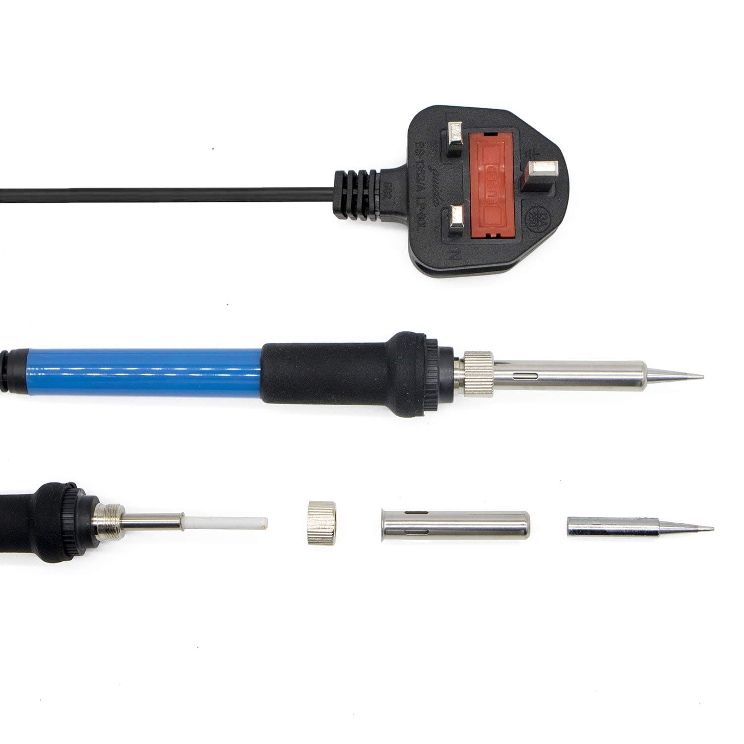 60W 220V Soldering Iron Kit, Lead Free Solder Wire Tube 0.8mm Diameter, Temperature Adjustable Electric Solder Iron Pen Set with 5pcs Extra Soldering Tips, Ready to Use Out The Box