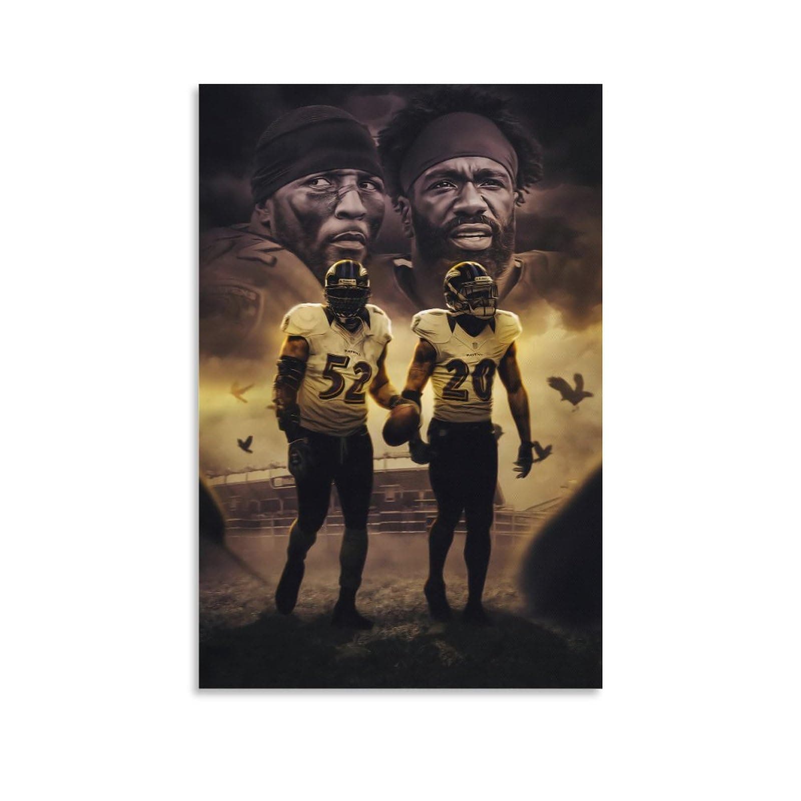 MPOWRX Ray Lewis & Ed Reed Poster 1 Wall Art Sports Canvas Print Poster Home Bathroom Bedroom Office Living Room Decor Unframed: 16"x24"
