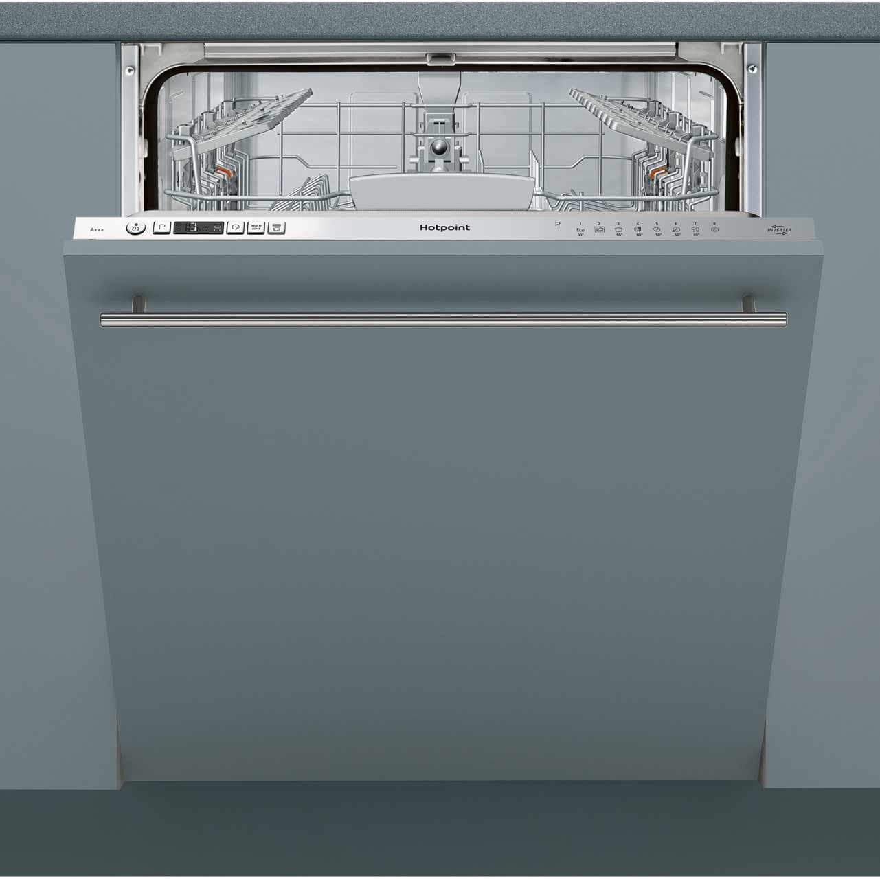 Hotpoint HIO3C26W Fully Integrated Standard Dishwasher - Silver Control Panel with Fixed Door Fixing Kit [Energy Class A++]