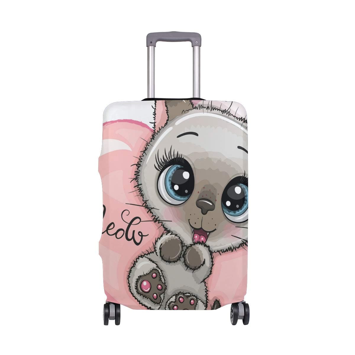 Moyyo Cute Cat with Heart Luggage Cover Suitcase Protector Cover Travel Luggage Cover Elastic Suitcase Cover Washable Luggage Cover Fits 22-24 inch Luggage