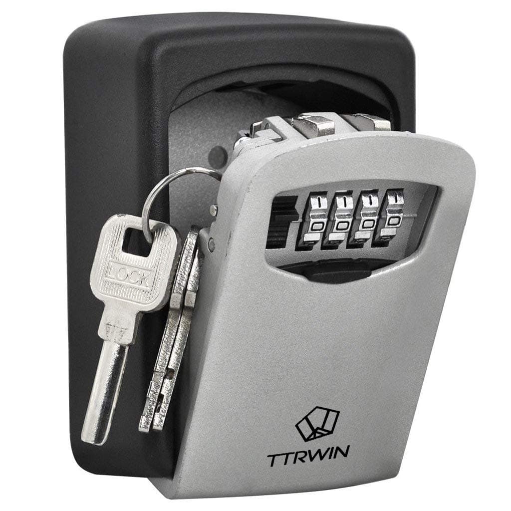 TTRWIN Key Lock Box with 4-Digit Combination Lock, [Waterproof][Wall Mounted][Zinc Alloy] Resettable Code, for House Spare Keys, Business, Farm, Garage - Mounting Kit included