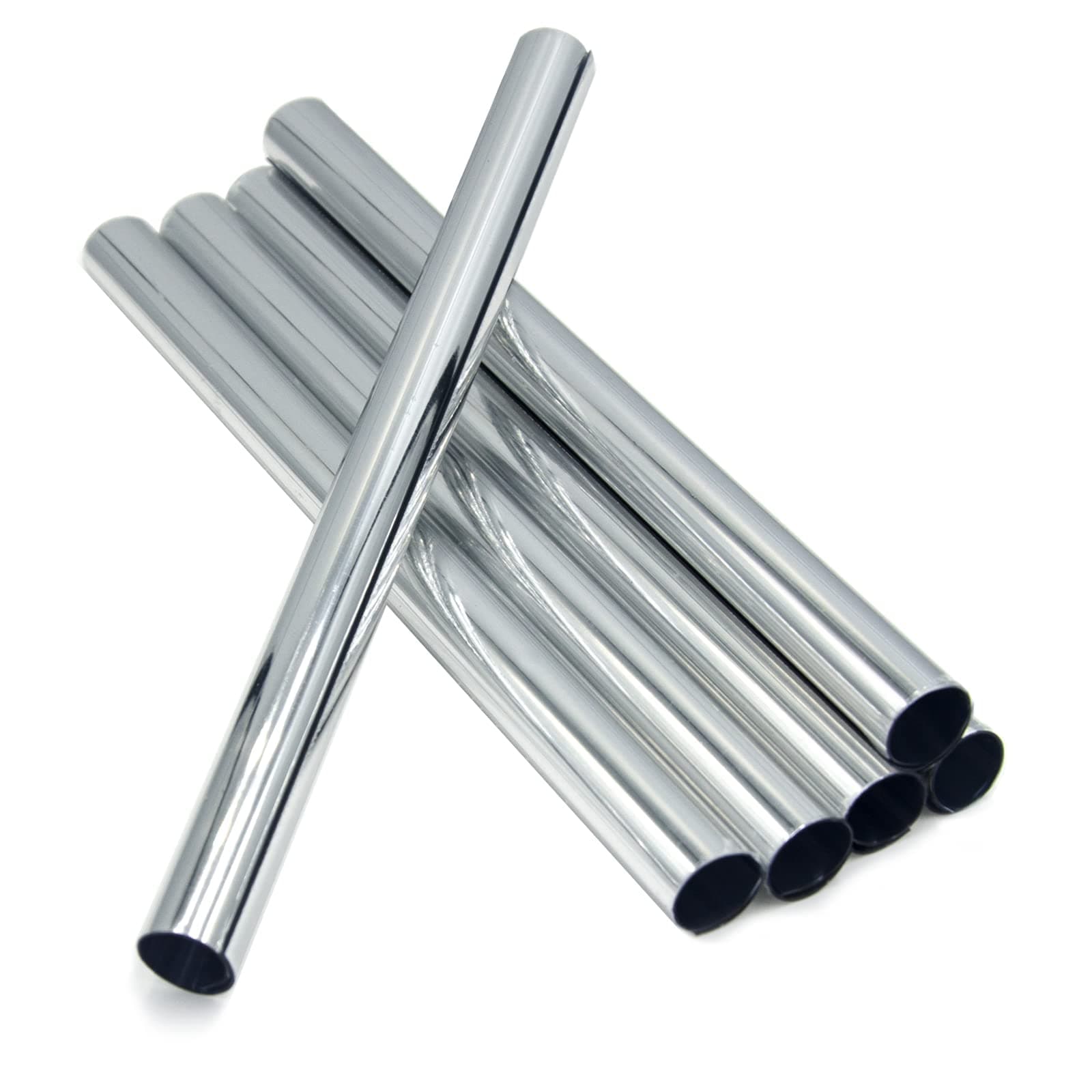 Chrome Radiator Pipe Covers - 200mm x 15mm (6 Pack)