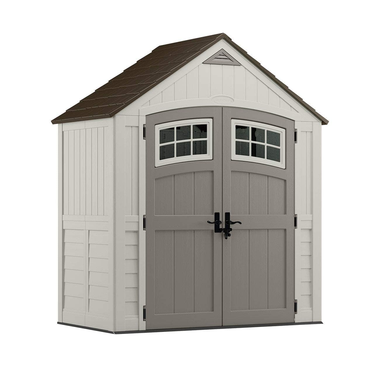 Suncast BMS7400D 6' x 3' Cascade Storage Shed-Natural Wood-Like Outdoor Stora, Vanilla with Slate accents