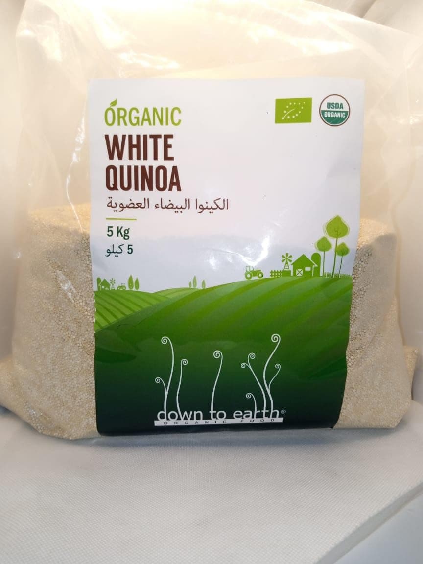 down to earth Organic Food Down To Earth Organic White Quinoa, Diet-Friendly and Naturally Gluten-Free White Quinoa with High Fibre - 5kg