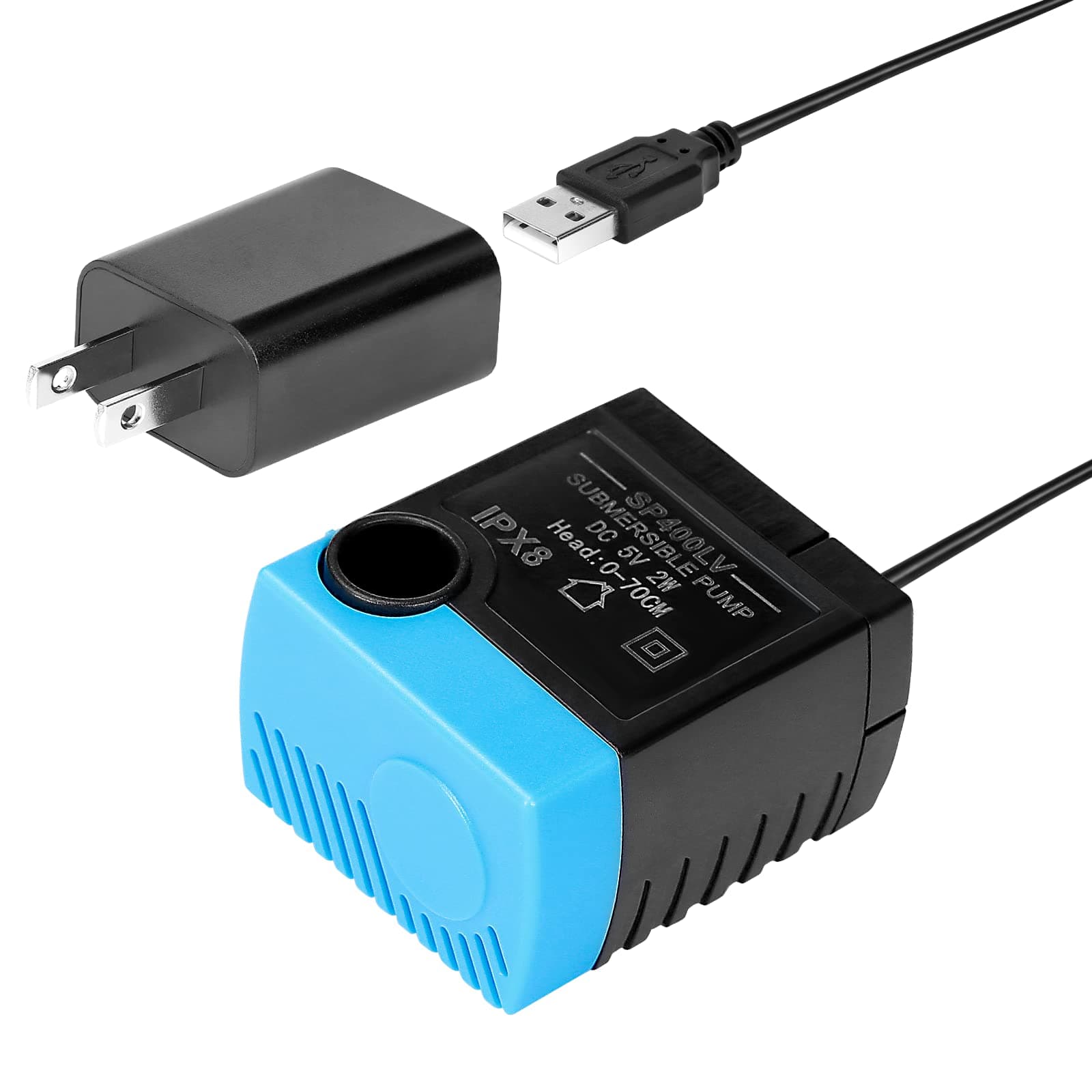 Replacement Pump for Pet Drinking Fountains - SP-400LV USB Replacement Pump with Adaptor-Compatible with Butterfly, Ceramic, Stainless Steel and 360 Dog & Cat Water Dispensers