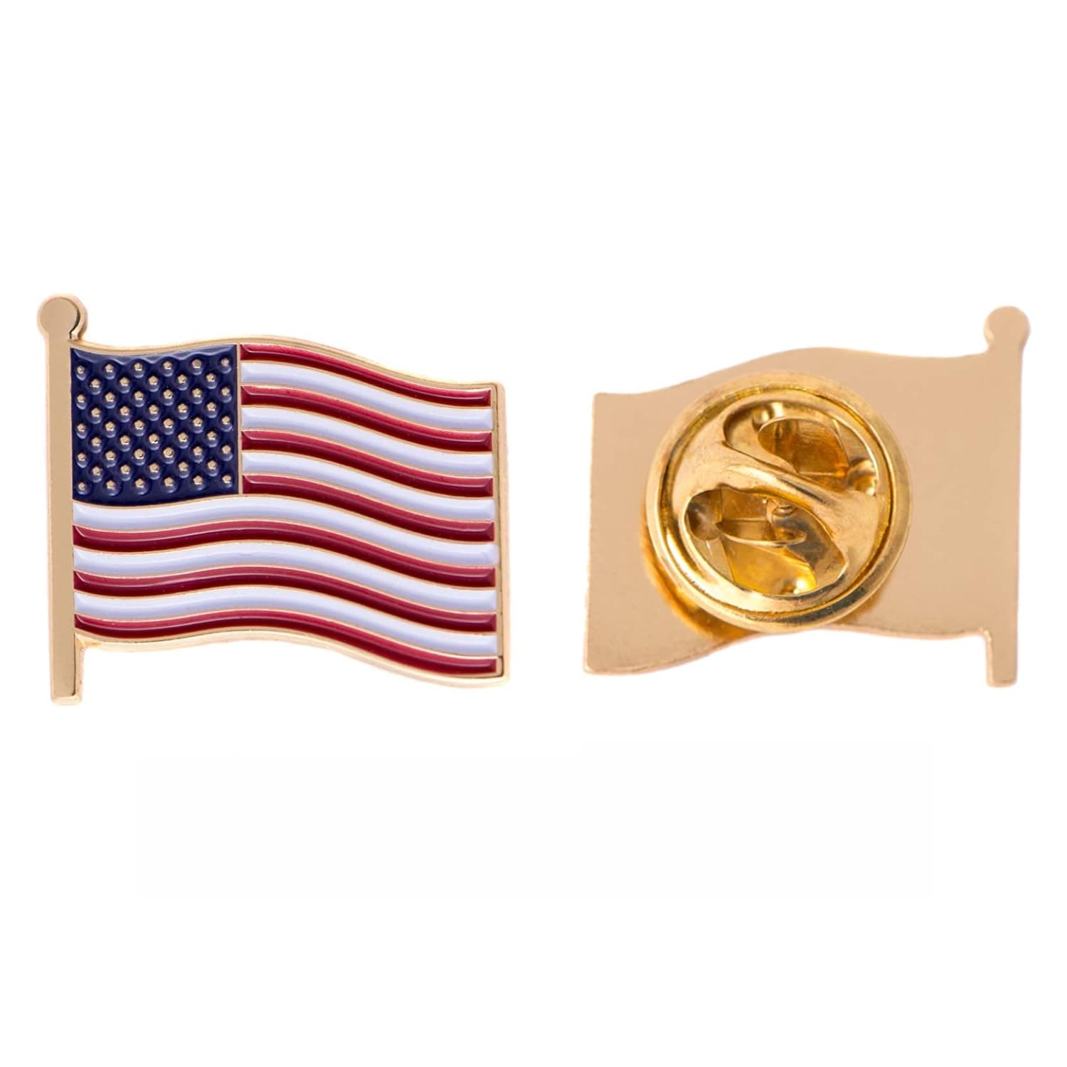 United States of America Lapel Pin USA Country Metal Enamel Souvenir Hat Men Women Patriotic American (Waving Flag Lapel Pin Gold)