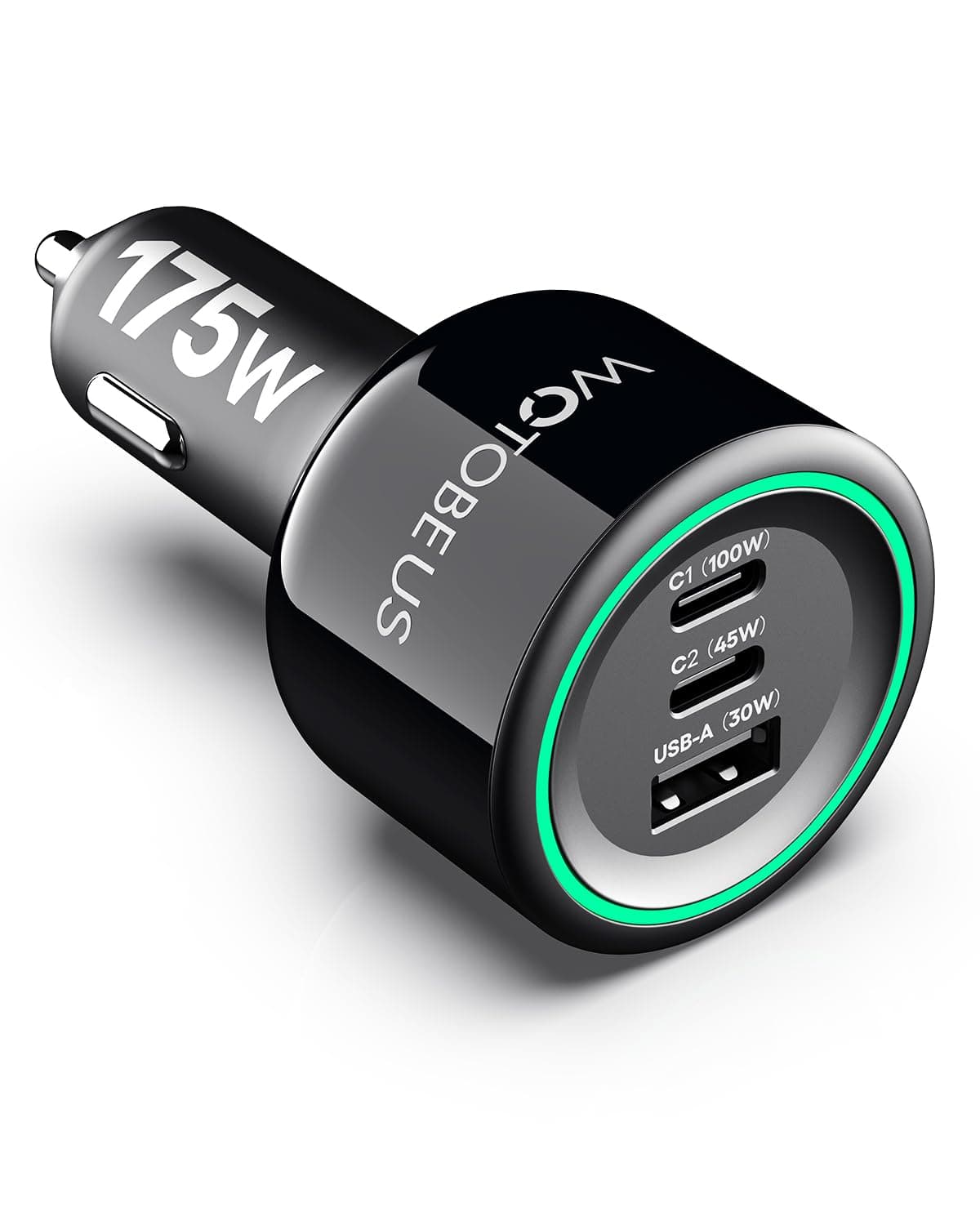 175W 3-Ports USB C Car Charger with Color-Changing LED Indicator, PD3.0 100W 65W PPS45W Fast Charging, Compatible with iPhone 17 16 15 Galaxy S25 S24, Pixel, MacBook, iPad & Type-C Laptops