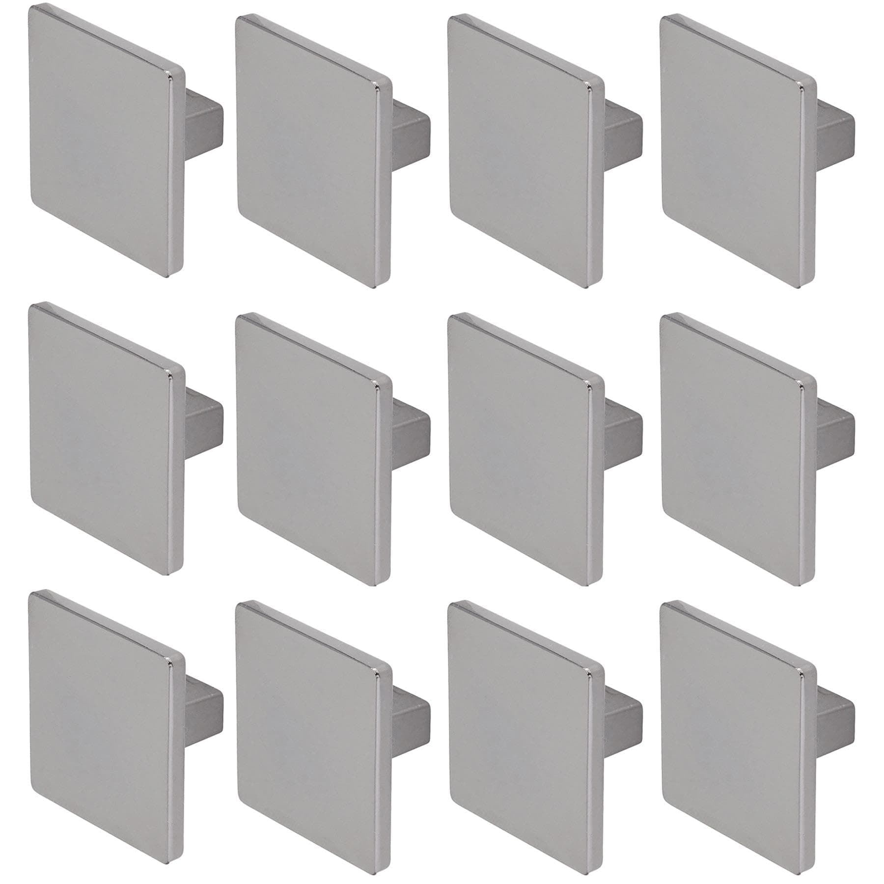 Decoranddecor Calla Square Cabinet Knob Door Pull Handle Kitchen Cupboard Furniture Drawer (12 Pack, Polished Nickel Black)